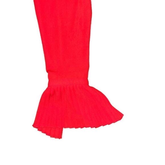 NWT EVA LONGORIA Red Button Down Blouse W/ Bell Sleeves & Bodice Ruffle Size M - Picture 4 of 6